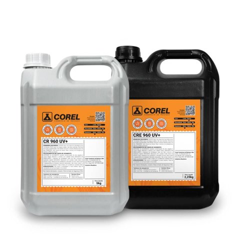 Kit Resina Epóxi e Endurecedor CR  960 UV+ de Alta Viscosidade e Baixa Espessura (5 kg + 2,25 kg)