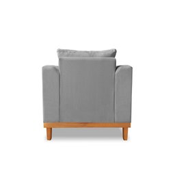 Poltrona Retro Viena Com Almofada Decorativa Linho Cinza - Madeira Prima Deccor - 5