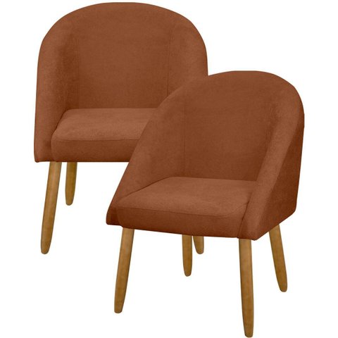 Kit 2 Banqueta Poltrona Lua Bouclê Ideal para Sala Penteadeira ou Salão:terracota