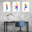 Ver imagem 2 de Kit 3 Quadros Aquarela Esportes Diversos 33x24cm - com Vidro:moldura Preta