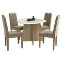Ver imagem 6 de Sala de Jantar Completa Lótus Tampo Madeirado C/ Vidro 105x135cm e 4 Cadeiras 2cad153 Nogueira/off