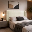 Ver imagem 1 de Cabeceira Casal Estofada Ideal para Cama King 190cm Bouclé - Creme