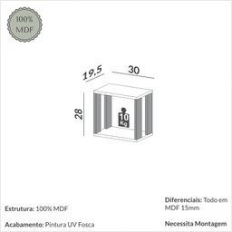 Nicho Retangular 100% Mdf Industrial F27 Freijó/preto - Dalla Costa - 3