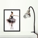 Ver imagem 1 de Quadro Bailarina Preta- Aquarela 33x24cm - com Vidro:moldura Preta