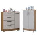 Ver imagem 1 de Cômoda 868 4 Gavetas e 1 Porta com Armário Multiuso 2 Portas Pequeno Castanho Off White - Poquema