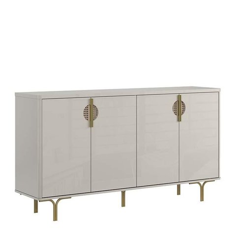 Buffet Balcão 160cm 4 Portas Pés Ferro Marsala Lukaliam Off White
