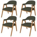 Ver imagem 1 de Kit 04 Cadeiras de Jantar e Estar Living Estofada Nadja L02 Linho Verde Musgo - Lyam Decor
