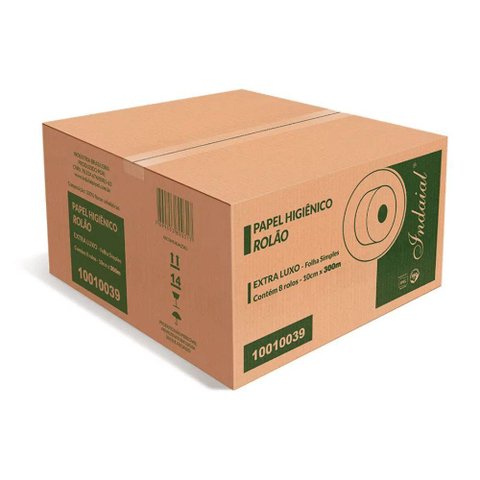 Papel Higiênico Rolão 300m Folhas Simples com 8 Extra Luxo Indaial