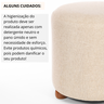 Puff Turim Decorativo Tecido Linho Banqueta Redondo Pés de Madeira - 6