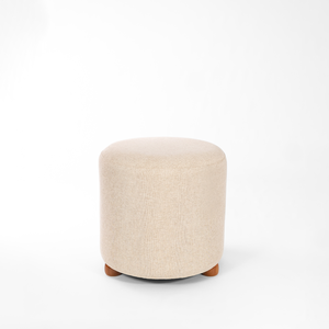 Puff Decorativo Moderno Redondo Linho Turim