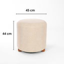 Ver imagem 3 de Puff Turim Decorativo Tecido Linho Banqueta Redondo Pés de Madeira