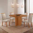 Ver imagem 1 de Mesa de Jantar Olimpia 4 Lugares Quadrada MDF 90cm Creme Moderna