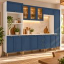 Ver imagem 5 de Cozinha Completa Modulada com Armário e Balcão 6 Peças 13 Portas 3 Gavetas 305cm Provençal com