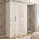 Ver imagem 1 de Guarda-roupa Solteiro Zeus 4 Portas 2 Gavetas Flex Branco - Panorama Móveis