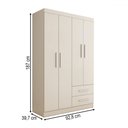 Ver imagem 4 de Guarda-roupa Solteiro Zeus 4 Portas 2 Gavetas Flex Branco - Panorama Móveis