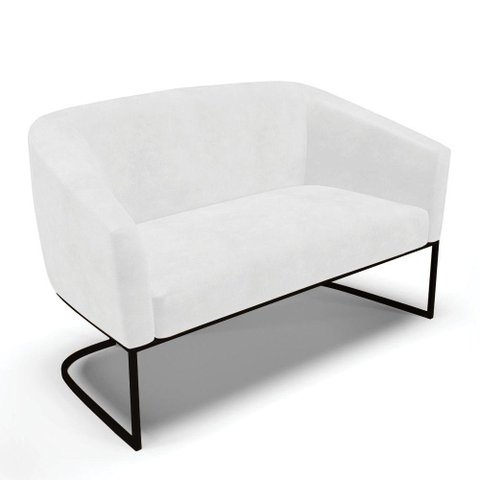 Sofá Namoradeira 2 Lugares Base Industrial Preto Stella Corano D03 - D'Rossi Cor Branco