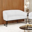 Ver imagem 3 de Sofá Namoradeira 2 Lugares Base Industrial Preto Stella Corano D03 - D'Rossi Cor Branco
