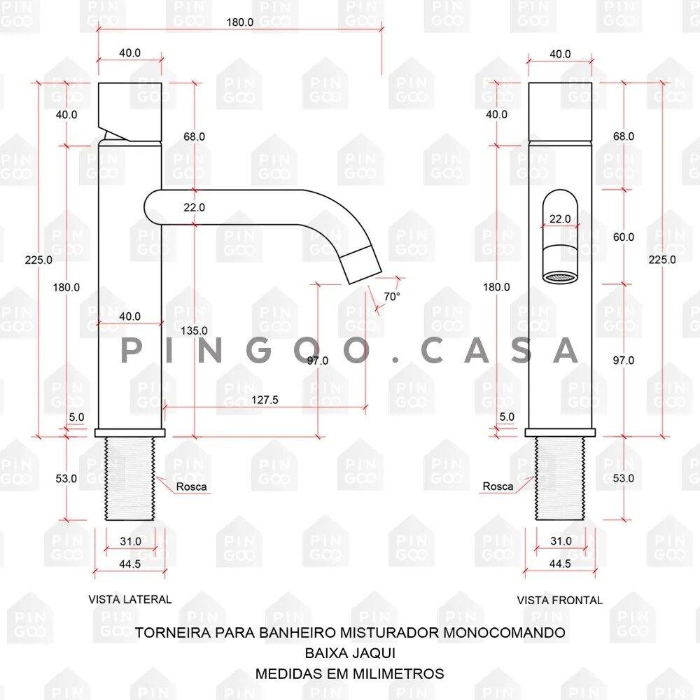 Torneira Para Banheiro Misturador Monocomando Baixa Jagui Pingoo.casa - Preto - 5