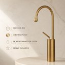 Ver imagem 6 de Torneira Capri Dourada Escovada Gota Aço Inox 304 Gold Luxo