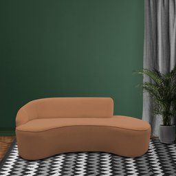 Sofá Curvo 03 Lugares 180cm Braço Direito Eron Bouclê Terracota - CasaePoltrona - 2