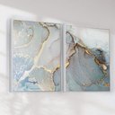 Ver imagem 3 de Quadro Decorativo Abstrato Azul com Dourado Kit 2 Quadros