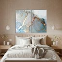 Ver imagem 1 de Quadro Decorativo Abstrato Azul com Dourado Kit 2 Quadros