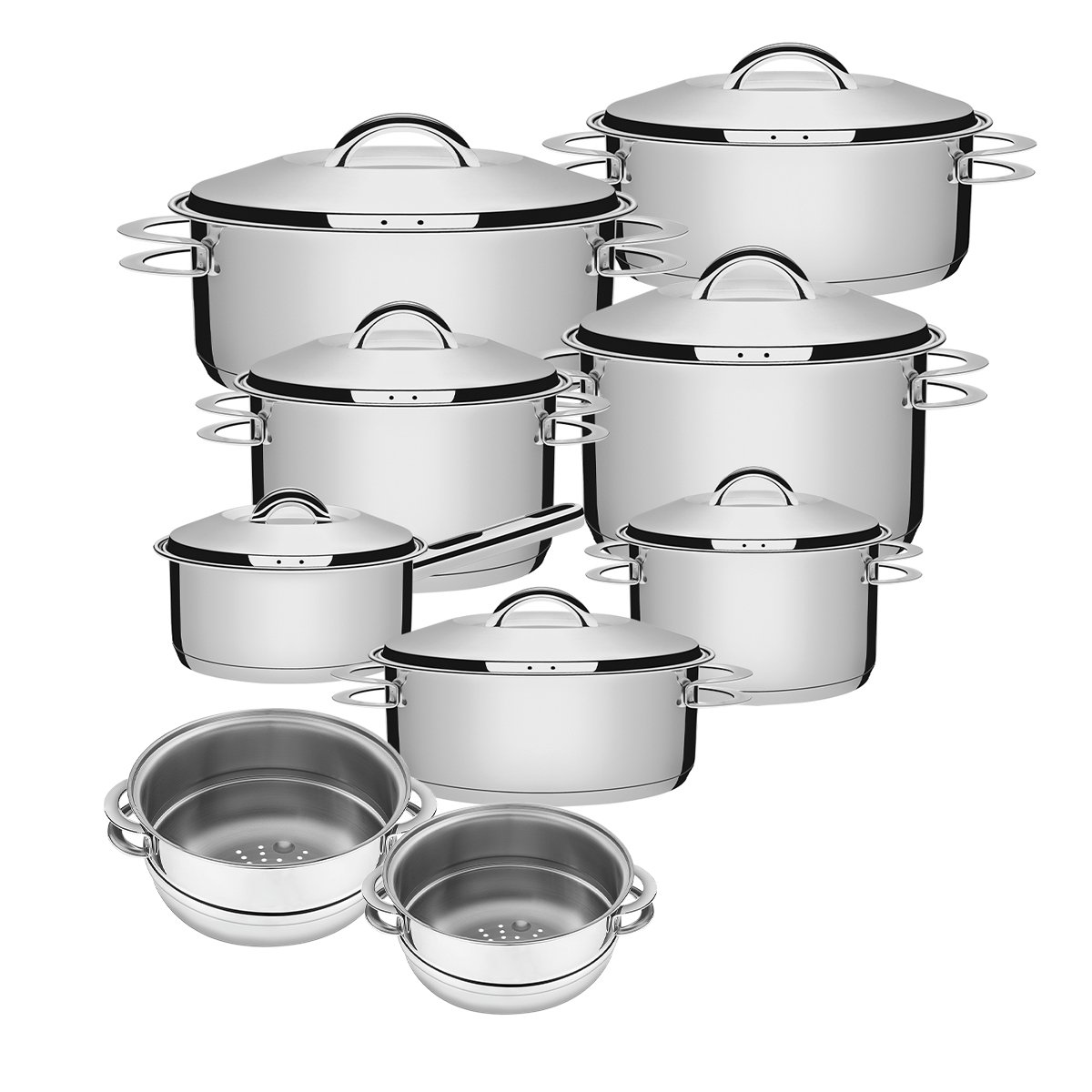 Jogo de Panelas 9 Peças Inox Fundo Triplo Solar Tramontina