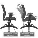 Ver imagem 3 de Cadeira Presidente Brizza Tela Ergonômica Reclinável Para Escritório Regulagem Altura Preta