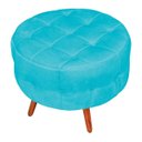 Ver imagem 2 de Kit 2 Puff Decorativo Botonê Yasmin Suede Azul Tiffany Pés Palito