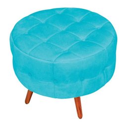Kit 2 Puff Decorativo Botonê Yasmin Suede Azul Tiffany Pés Palito - 2 Kit 2 Puff Decorativo Botonê Yasmin Suede Azul Tiffany Pés Palito - 2