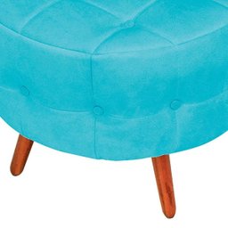 Kit 2 Puff Decorativo Botonê Yasmin Suede Azul Tiffany Pés Palito - 3 Kit 2 Puff Decorativo Botonê Yasmin Suede Azul Tiffany Pés Palito - 3