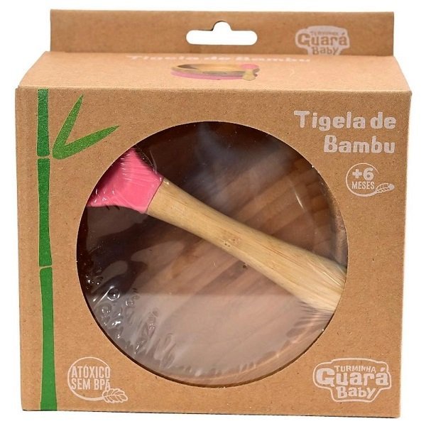 Tigela de Bambu com Ventosa para Bebe Turminha Guara Baby Cor Rosa All - 2