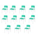 Ver imagem 1 de Kit 11 Cadeiras Infantil Iso, Escola, Base Branco- Verde Água
