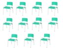Ver imagem 1 de Kit 11 Cadeiras Infantil Iso, Escola, Base Branco- Verde Água