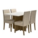 Ver imagem 1 de Kit Mesa de Jantar Helo sem Vidro 120x90 com 4 Cadeiras Josi Carvalho/off White/fendi