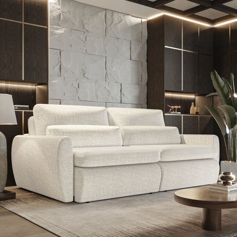 Sofá Cama Orgânico Multifuncional Charlie 2,10m com Almofadas Soltas Conforto Anatômico Off White