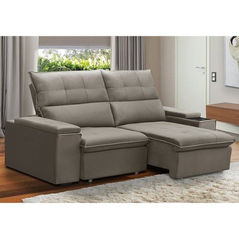 Sofá Retrátil e Reclinável com Porta Copos e Objetos 1,80m Parma