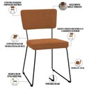 Ver imagem 4 de Kit 02 Cadeiras Decorativa Estofada Para Sala De Jantar Base Em Aço Allana L02 Bouclê Terracota -
