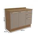 Ver imagem 4 de Balcão de Cozinha 120 Cm Isabel 2 Portas 3 Gavetas Nogueira/fendi - Kappesberg