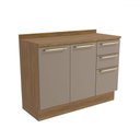 Ver imagem 2 de Balcão de Cozinha 120 Cm Isabel 2 Portas 3 Gavetas Nogueira/fendi - Kappesberg