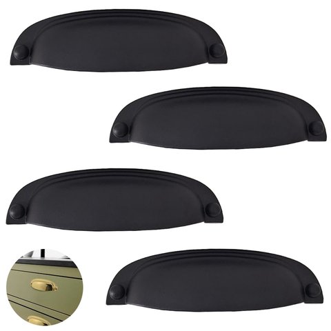 Puxador Concha Preto Stilo Gruppa 96mm 4 Unidades