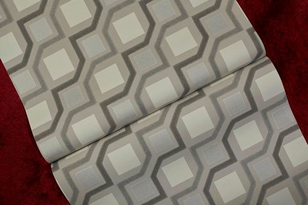 Papel de Parede Importado Vinílico Lavável Geométrico Cinza - 3