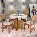 Ver imagem 1 de Conjunto Mesa Paraty Redonda com 4 Cadeira Pérola - Bagum Bege Off White