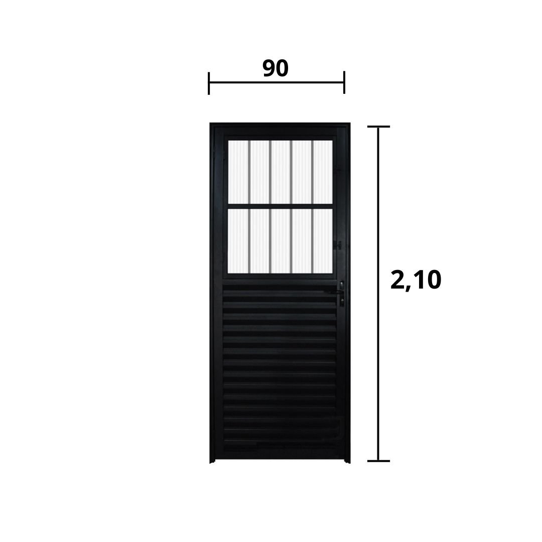 Porta Postigo Aluminio Preto 2.10 x 0.90 Lado Esquerdo - Hale - 3