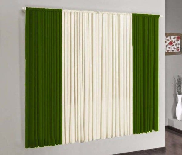 Cortina Versátil Verde e Palha 2,00m x 1,70m - Varão Simples - 1