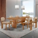 Ver imagem 1 de Mesa Portugal Tampo Laminado Barril 6 Cadeiras Nala Moderna Milano/imbuia Nat/cinam. Imbuia
