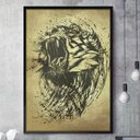 Ver imagem 1 de Quadro Decorativo Silhueta de Leão Rugindo Dourado-24x34Cm