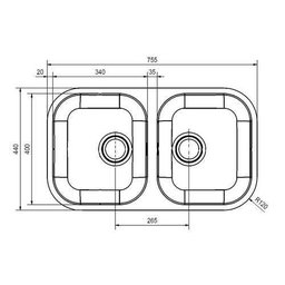 Cuba Dupla de Mesa para Cozinha de Embutir Inox - Franke 04884 - 2