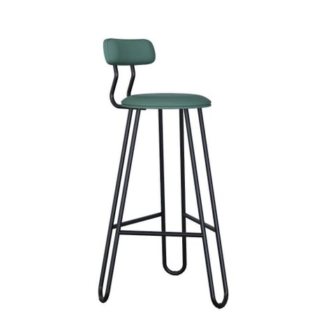 Conjunto 2 Banquetas Alta Ginger com Encosto Courino Urano Verde Sálvia