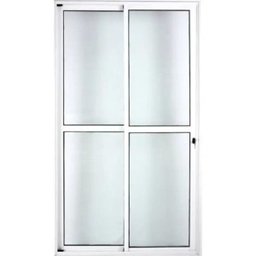 Porta de Alumínio de Correr Balcão 2 Folhas 210 x 150 Branco Linha 25 com Chave - 1